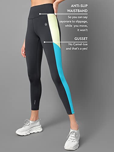 CULTSPORT AbsoluteFit Colourblock Tights | Workout Tights for Women | 4-Way Stretch | Leggings for Yoga, Gym, Cardio | Gym Wear for Women | Sports Leggings | Active Wear (CS600851M_Black_M)