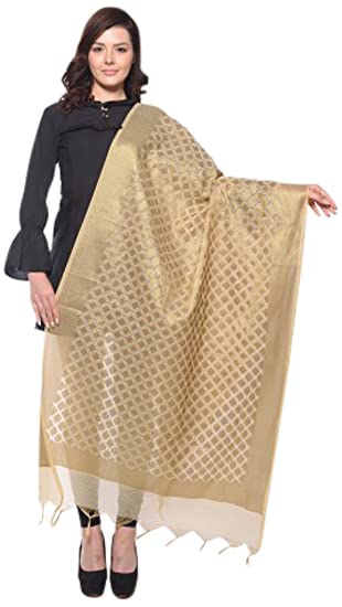 Weaving Wonders Women's Banarasi Silk-Cotton Blend Chanderi Dupatta