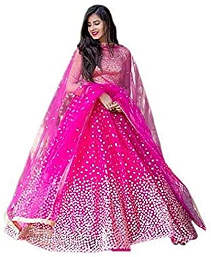 Drashti villa women's Silk Semi-stitched Lehenga choli(Festival Special Lehenga Choli Set_Pink_Free Size)