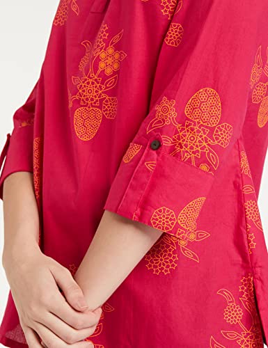 Amazon Brand - Myx Women's Cotton Floral Straight Short Kurti (SS19MYXTP019B1_Pink_M)