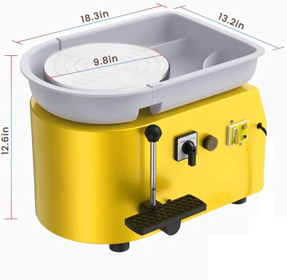 280W Pottery Wheel Machine | Variable Speed Electric with Foot Pedal, 1kg Natural Clay Powder, Tool Set | Perfect Birtday Gift, Artists, Students, Home Decor (Yellow)