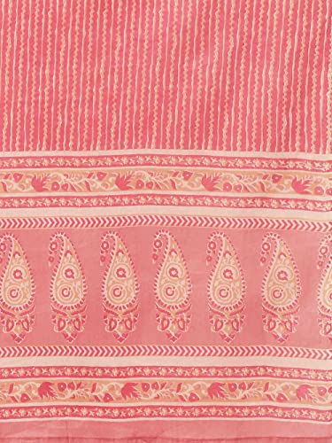 ZOLA Round Neck Cotton All Over Ethnic Print Pink Straight Kurta Set for Women with Dupatta