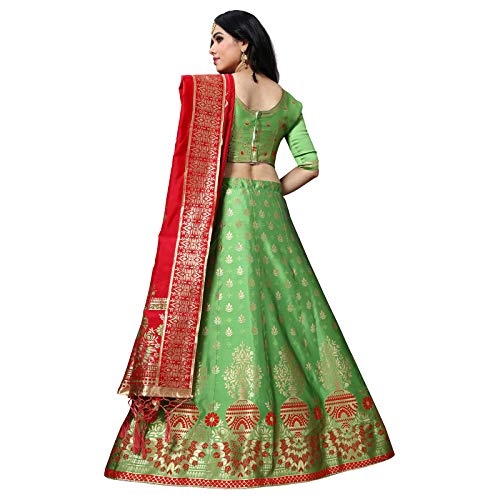 MANSVI FASHION women's Banarasi silk Jacquard lehenga choli (free size and semi-stitched).