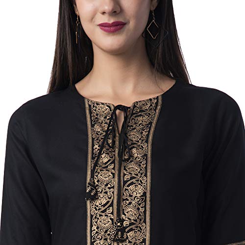 Amayra Women's Rayon Kurti With Palazzos(Black,M)