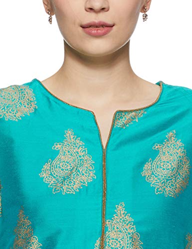 Amazon Brand - Myx Women's Polyester Straight Short Kurti (AW17MGFST01B_Teal_XS)