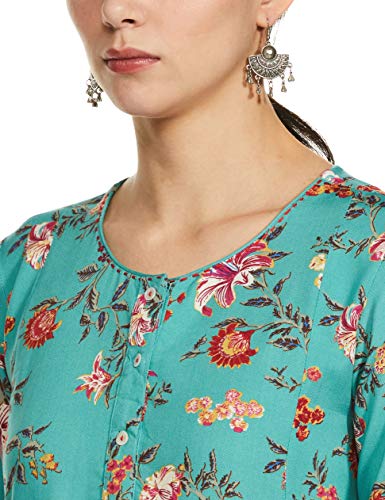 BIBA Women's Polyester Salwar Kurta Dupatta (SKDASSORTED6929E_Turquoise_36)