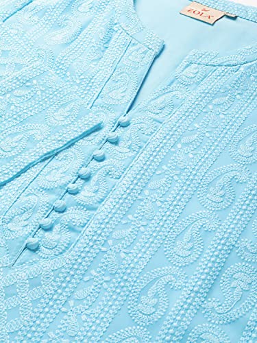 ZOLA Sky Blue Georgette Chikankari Kurta for Women