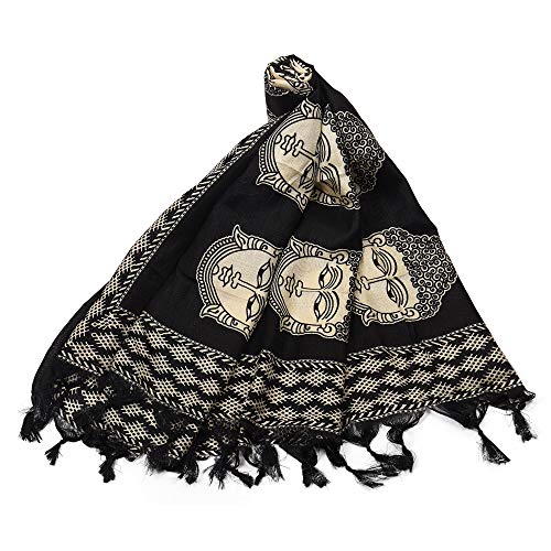 Traditions Bazaar Women's Khadi Silk Kalamkari Print Dupatta (Black)