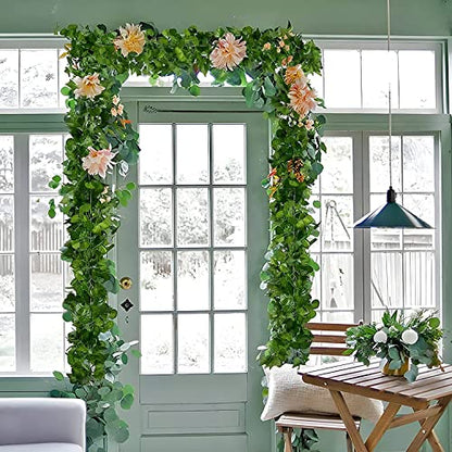 Treewing Decorative Plant Leaves Vine Creeper for Hanging with Green Artificial Leaves 7.02 Feet Long Garland for Decoration, Party, Home, Wedding, Festivals (Green Leaves, 2)