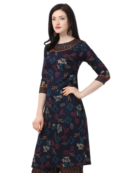 SHOPPING QUEEN Women Rayon Straight Kurta (A192_Blue_Large)